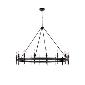 Larrson 16 Light Flat Black Finish Transitional Chandelier for Kitchen/Dining/Foyer, No Bulbs Included