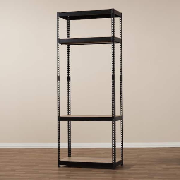 Baxton Studio Gavin Black Metal 4-Shelf Closet Storage Racking