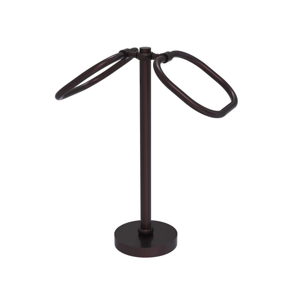 Antique Bronze Freestanding Double Ring Towel Holder