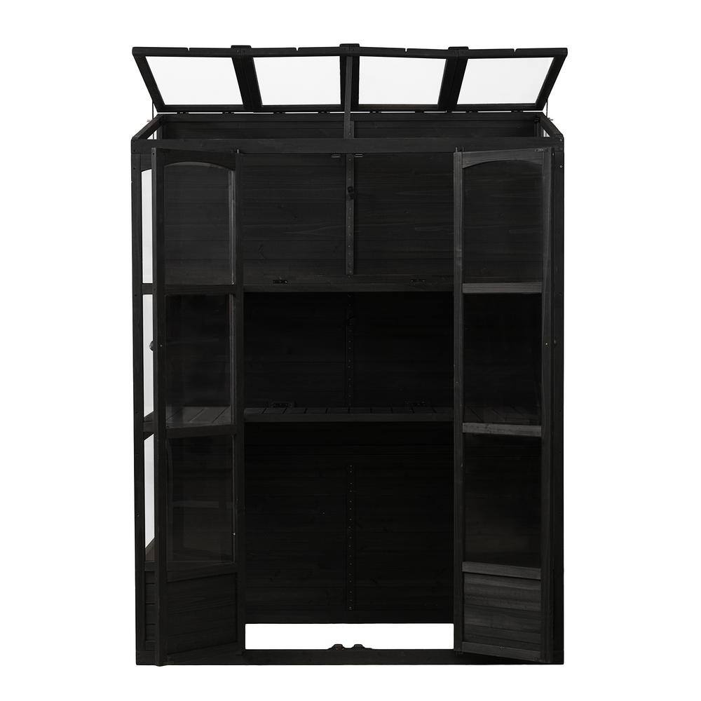 57.9 in. W x 29.1 in. D x 78.1 in. H Wood Black Greenhouse with 4 Independent Skylights and 2 Folding Middle Shelves price history on PriceWatchPro