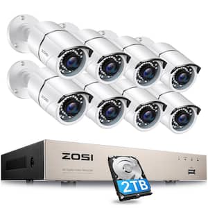 8-Channel 5Mp-Lite 2TB DVR Surveillance System with 8 1080p Wired Bullet Cameras, Night Vision, Human Detection