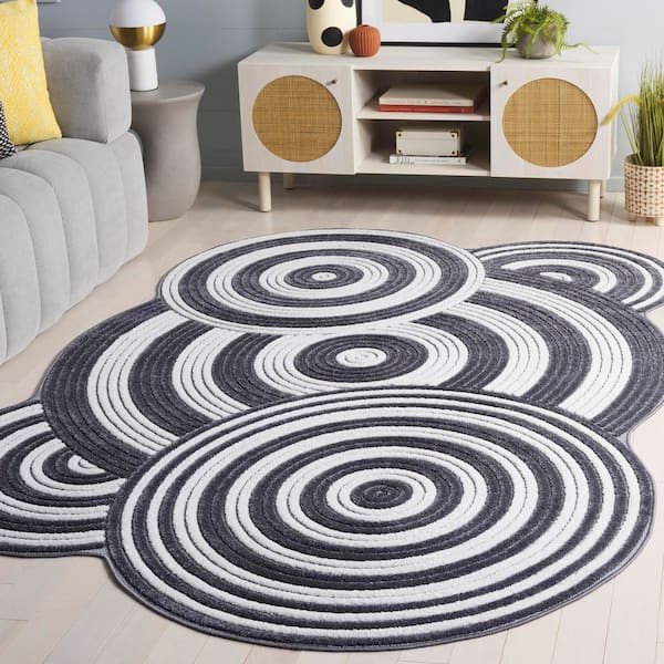 Contour 8 ft. x 10 ft. Ivory/Gray Striped Abstract Area Rug