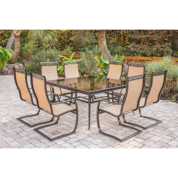 9 Piece Aluminum Outdoor Dining Set, Spring Chair Outdoor Furniture