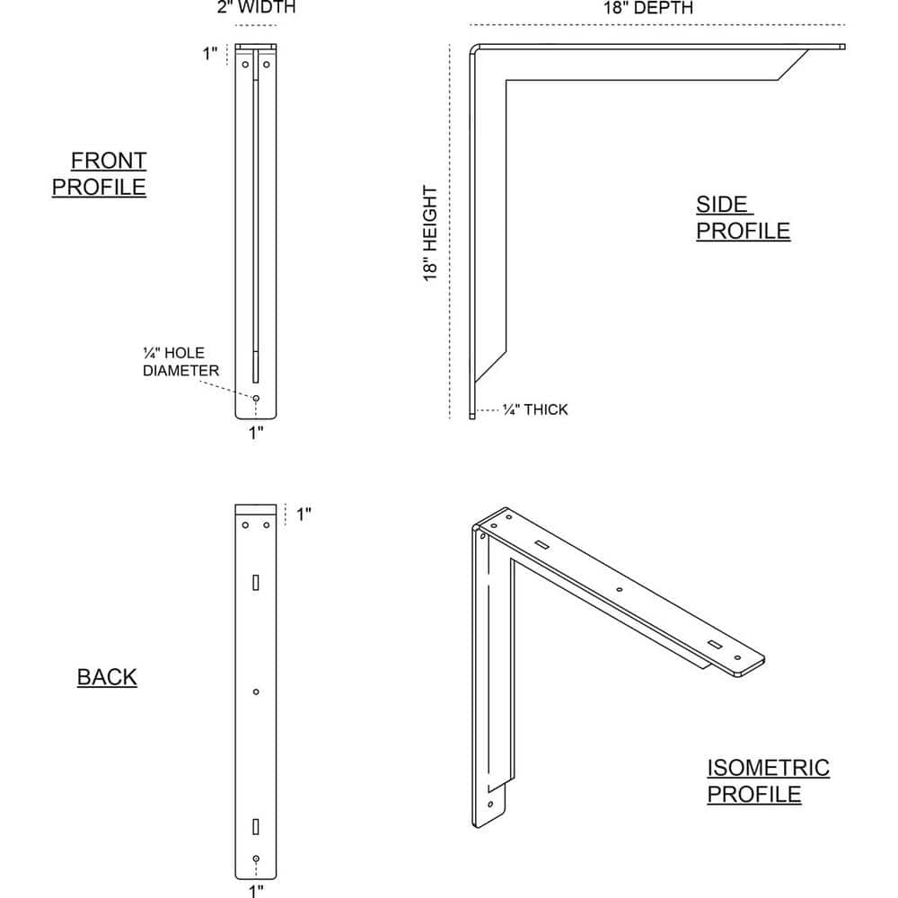 Stockport Urban White Steel Bracket 18" Support Shelf