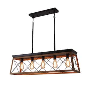 LIBERTAB 5-Light Brown Island Dimmable Pendant Light (Bulb Not Included)