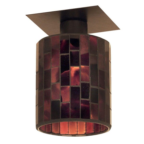 EGLO Troya 1-Light Antique Brown Ceiling Light with Mosaic Glass-DISCONTINUED