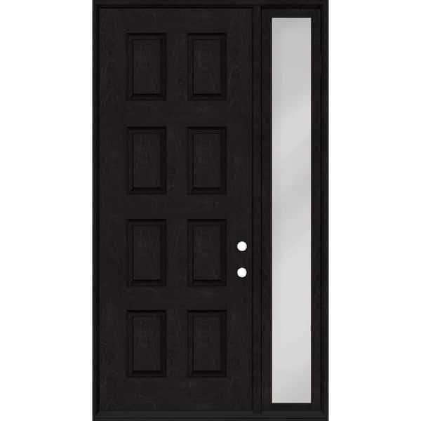 Regency 53 in. x 96 in. 8-Panel LHIS Onyx Stain Mahogany Fiberglass Prehung Front Door w/14in.Sidelite