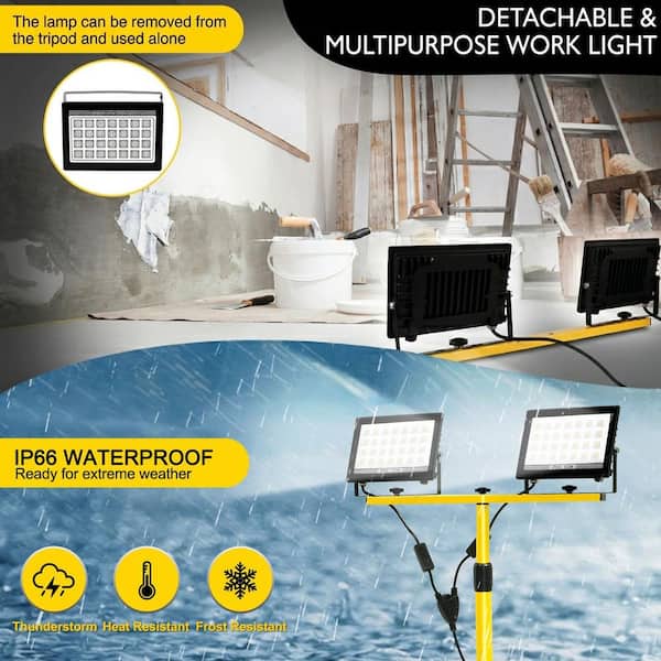 21000 Lumen 2 Head LED Work Light Portable Tripod Stand IP66