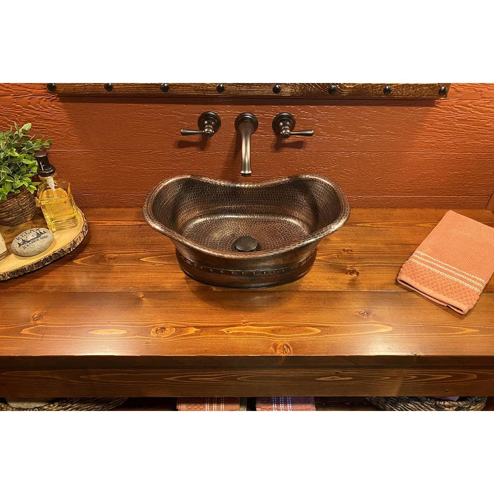 20" Oil Rubbed Bronze Hammered Copper Vessel Sink