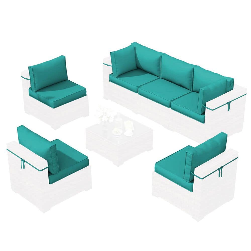 14-Piece Outdoor Sectional Replacement Cushions, 4 in. Thick Waterproof Patio Sofa Cushions for 6-Seat Set Lake Blue price history on PriceWatchPro