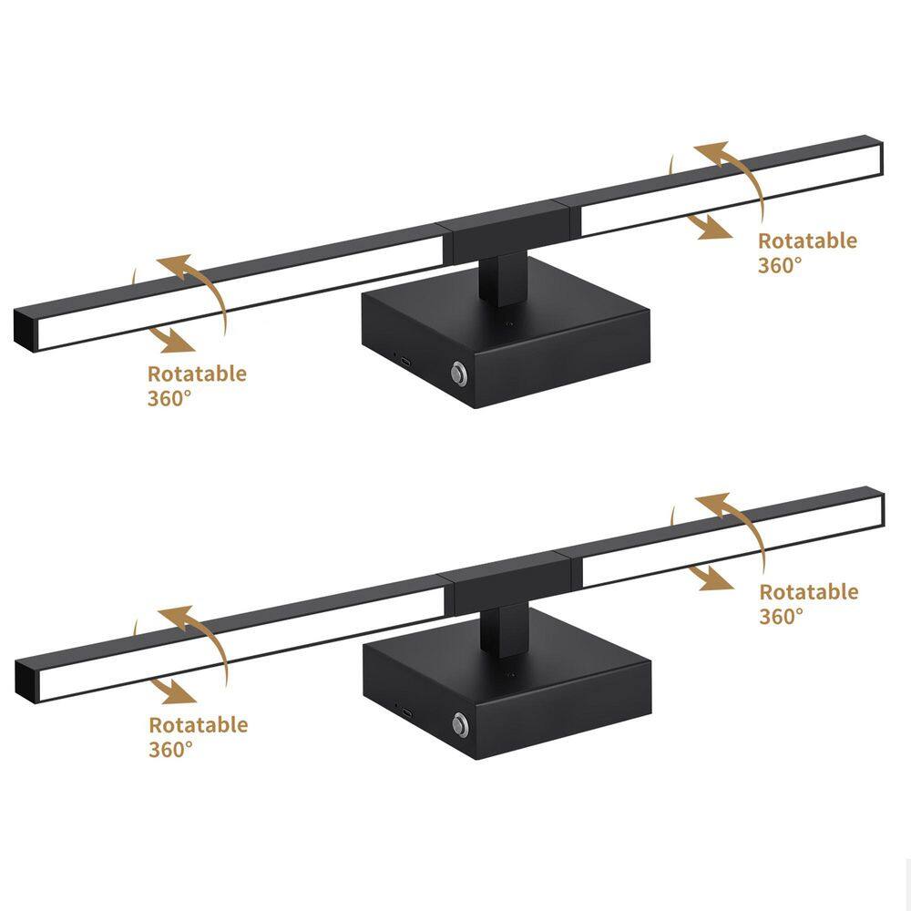32 in. Modern Black Rechargeable Battery Operated Wall Sconce (Set of 2) 360° Rotatable Dimmable Wall Light with Remote price history on PriceWatchPro