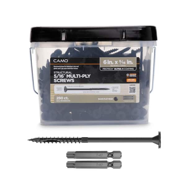 CAMO 5/16 in. x 6 in. Star Drive Flat Head Multi-Purpose + Multi-Ply Structural Wood Screw - Exterior Coated (250-Pack)