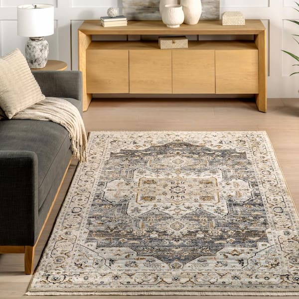 Ariel Persian Medallion Light Blue 3 ft. x 8 ft. Oriental Runner Rug