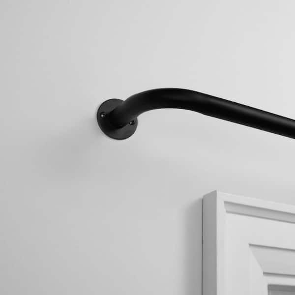 Holden 52 in. - 72 in. Adjustable 1 in. Wrap Around Curtain Rod Kit in Matte Black