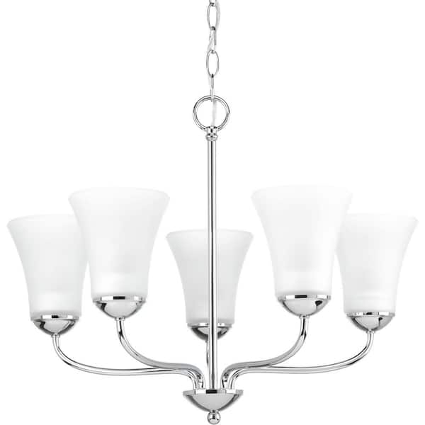 Progress Lighting Classic Collection 5-Light Polished Chrome Etched Glass Traditional Chandelier Light
