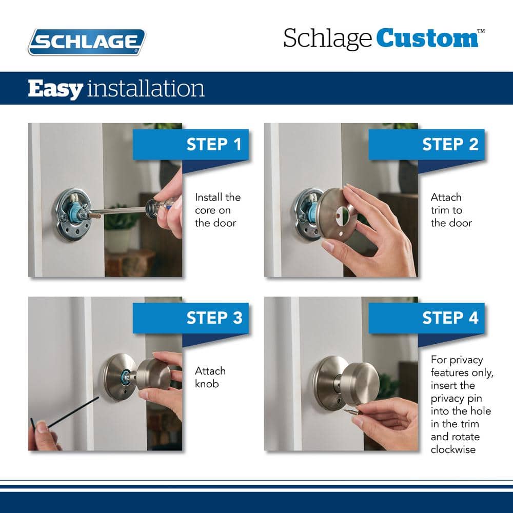 Satin Brass Modern Dummy Door Knob Set with Collins Trim