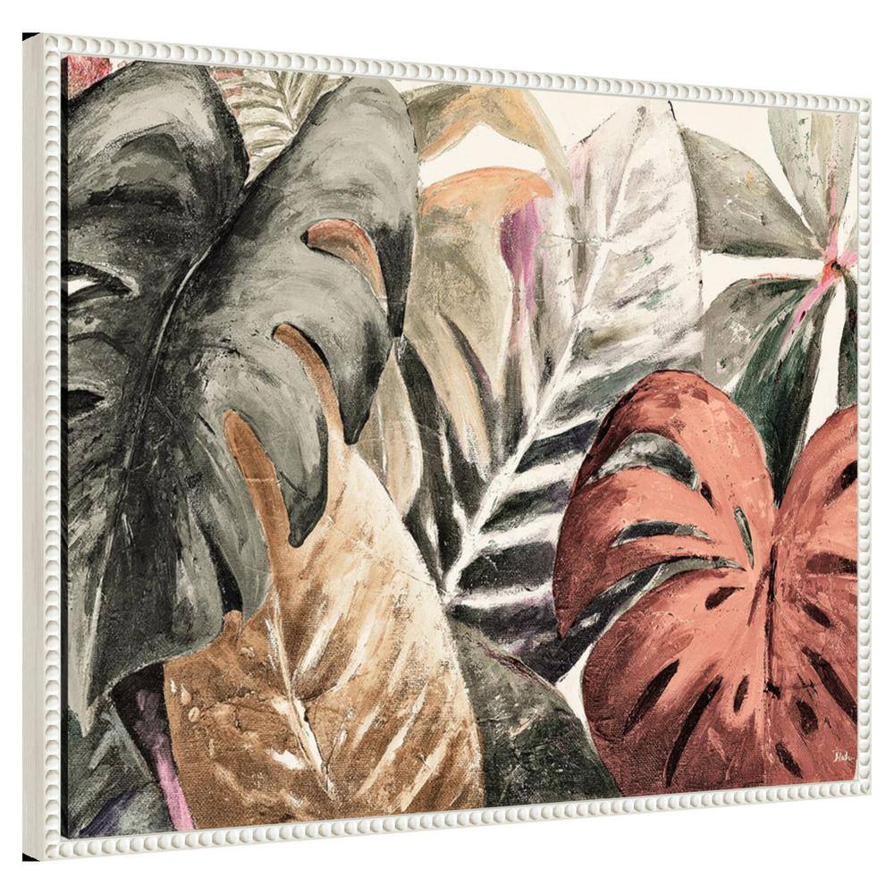 Beaded White Framed Botanical Canvas Wall Art