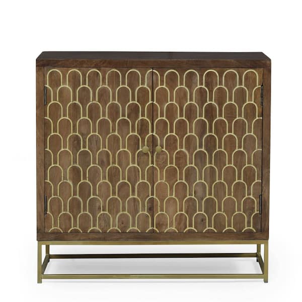 Noble House Reginald Walnut Cabinet with 2-Doors