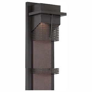 Beacon 21.5 in. Burnished Bronze Integrated LED Outdoor Line Voltage Wall Sconce