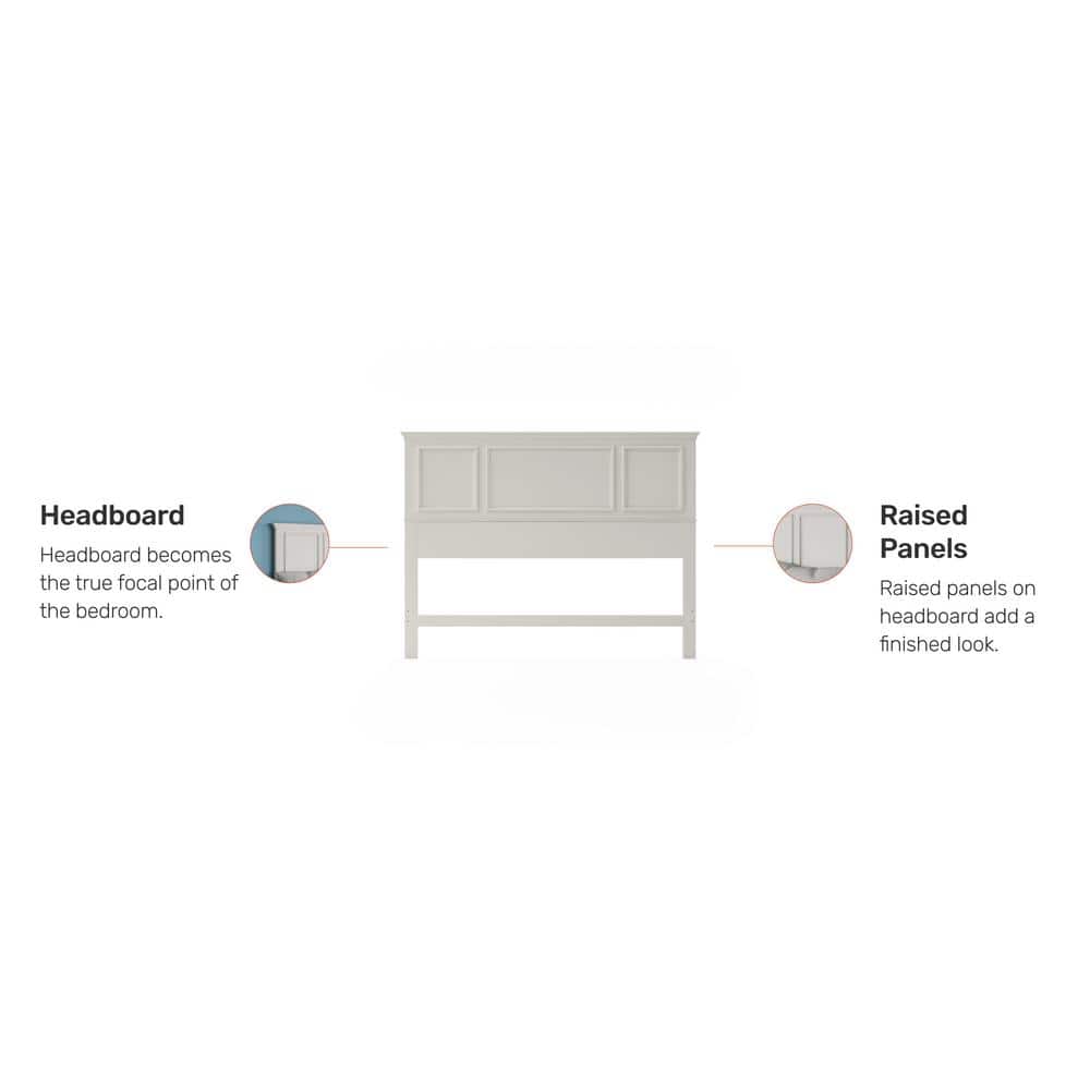 Naples Off-White Queen Wood Panel Headboard
