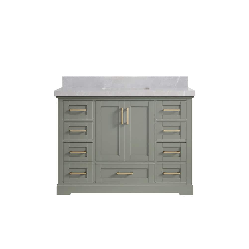 Boston 48 in. W x 22 in. D x 36 in. H Single Sink Bath Vanity in Evergreen with 2 in. Pearl Gray Quartz Top price history on PriceWatchPro