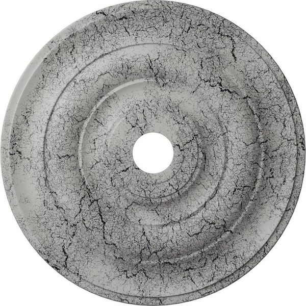 Ekena Millwork 1-1/2 in. x 26-1/2 in. x 26-1/2 in. Polyurethane Jefferson Ceiling Medallion, Ultra Pure White Crackle