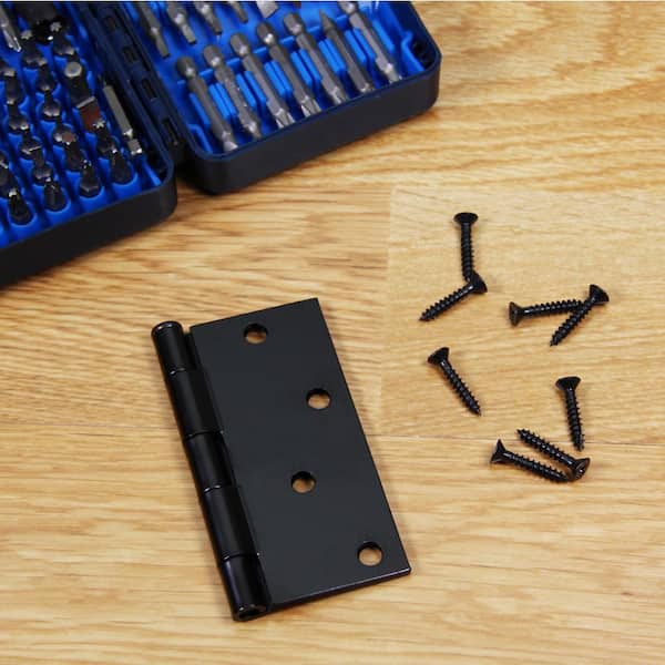 3 in. Square Radius Matte Black Squeak-Free Door Hinge