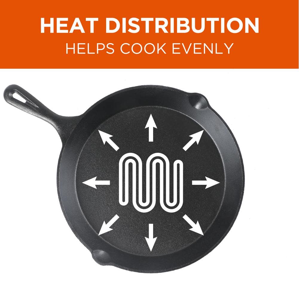 Pre-Seasoned Black Cast Iron 3-Piece Skillet Set