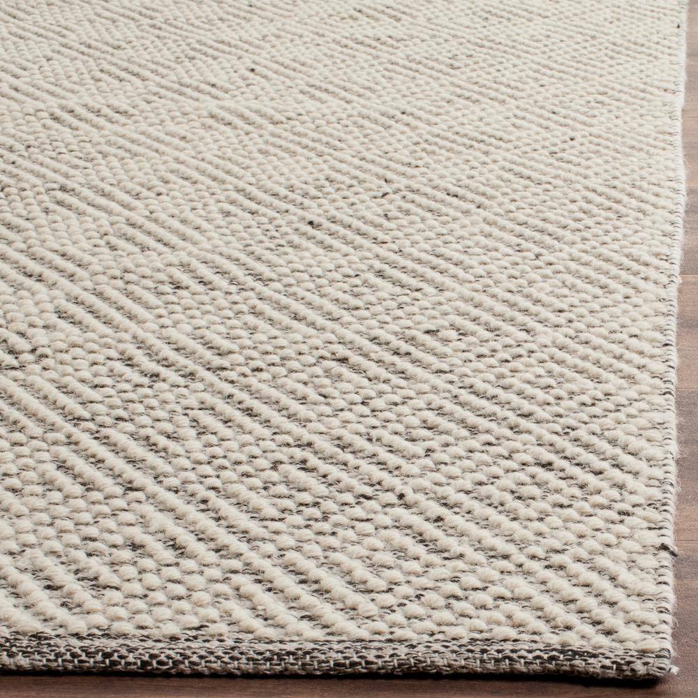 Ivory and Light Grey Wool Hand-Tufted Runner Rug