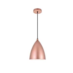 Timeless Home Kameron 1-Light Pendant in Honey Gold with 9.1 in. W x 11.2 in. H Shade