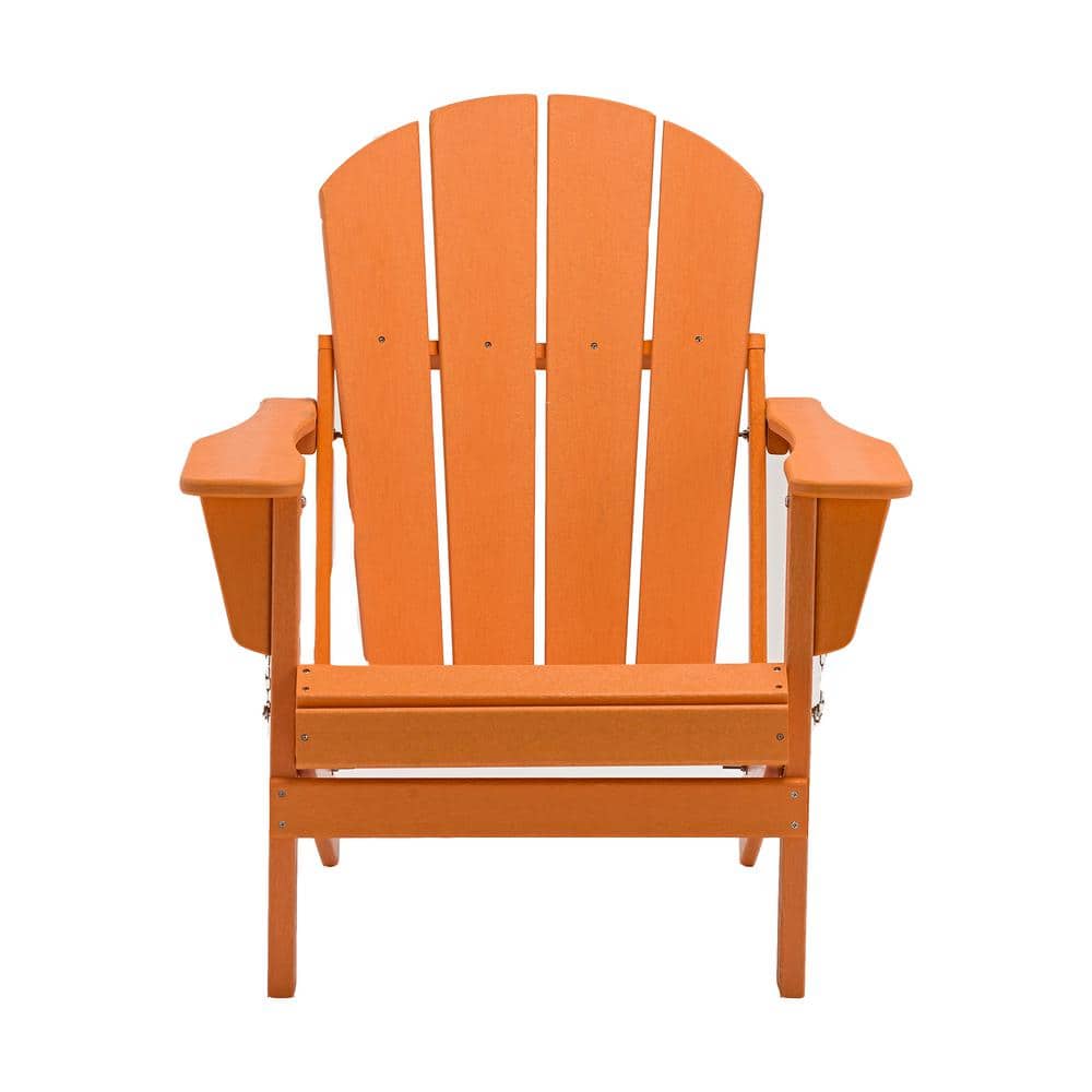 Orange All Weather Folding Plastic Adirondack Chair