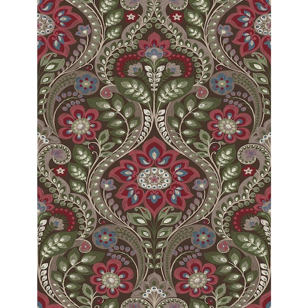A-Street Prints Night Bloom Chocolate Damask Paper Strippable Roll Wallpaper (Covers 56.4 sq. ft.)
