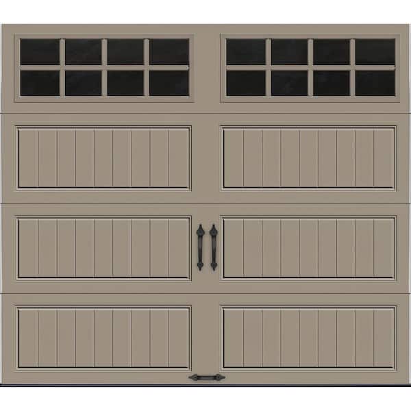 Clopay Gallery Steel Long Panel 8 ft x 7 ft Insulated 18.4 R-Value  Sandtone Garage Door with SQ24 Windows