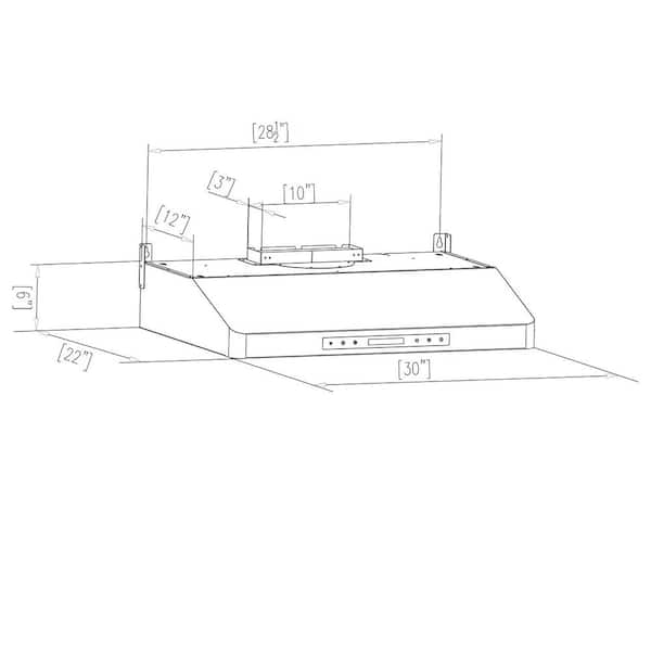 Empava 30 in. 400 CFM Ultra Slim Ducted Kitchen Under Cabinet Range Hood with Light in Stainless Steel