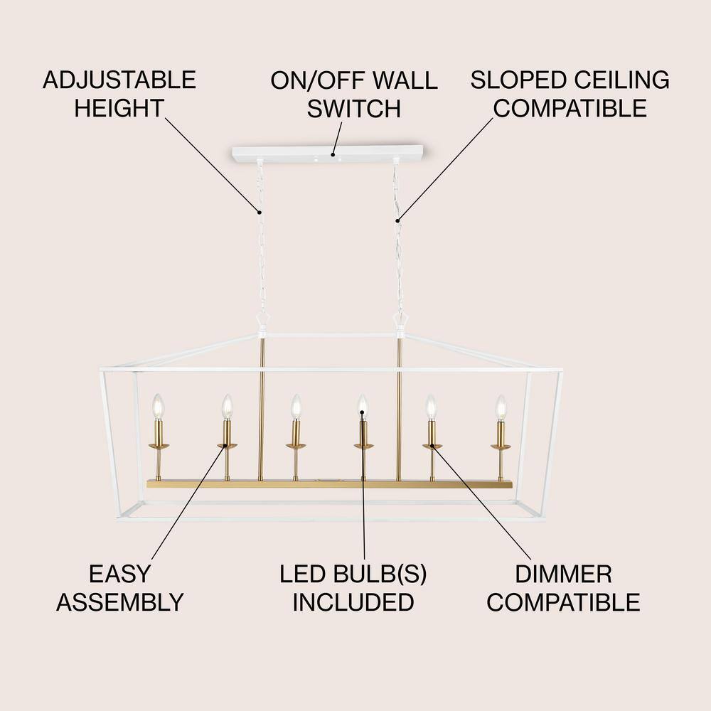 Pagoda 49" Satin White Iron Candle-Style Linear Chandelier