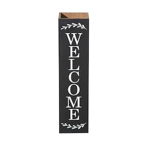 30 in. H Black Double Sided Wooden Boxed "Welcome Porch" Porch Sign