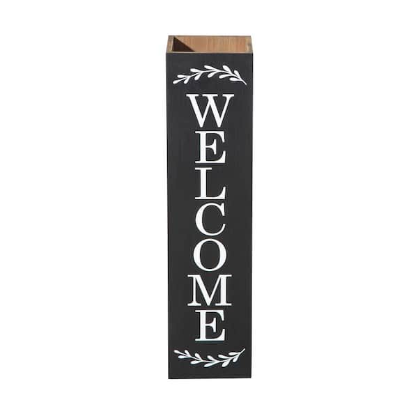 Glitzhome 30 in. H Black Double Sided Wooden Boxed "Welcome Porch" Porch Sign