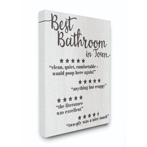 Stupell Industries 24 in. x 30 in. "Five Star Bathroom Black And White" by Daphne Polselli Canvas Wall Art