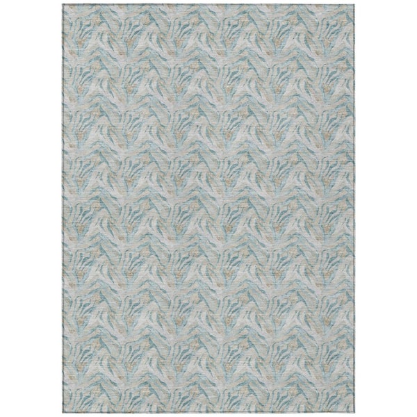 Chantille Machine Washable Indoor/Outdoor Abstract ACN3097 Teal 10 ft. x 14 ft. Area Rug