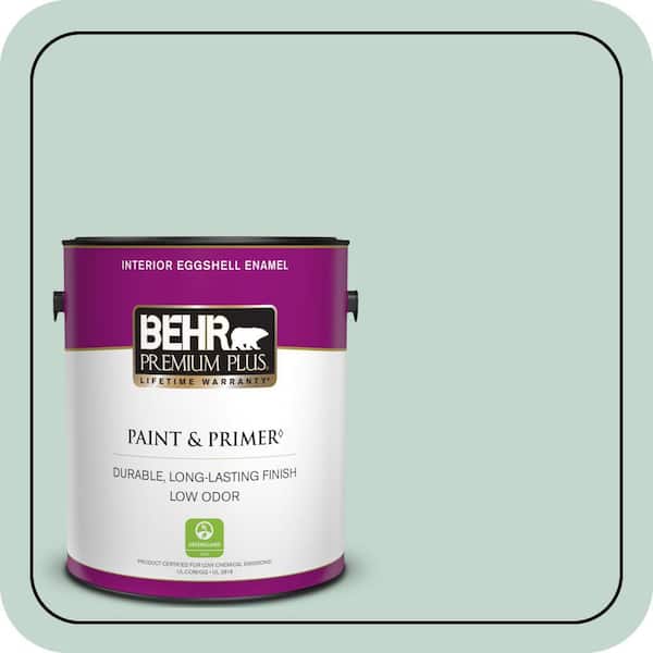 BEHR PREMIUM PLUS 1 gal. #470E-3 Aqua Smoke Eggshell Enamel Low Odor Interior Paint & Primer