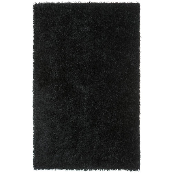 SAFAVIEH New Orleans Shag Black Doormat 2 ft. x 3 ft. Solid Area Rug