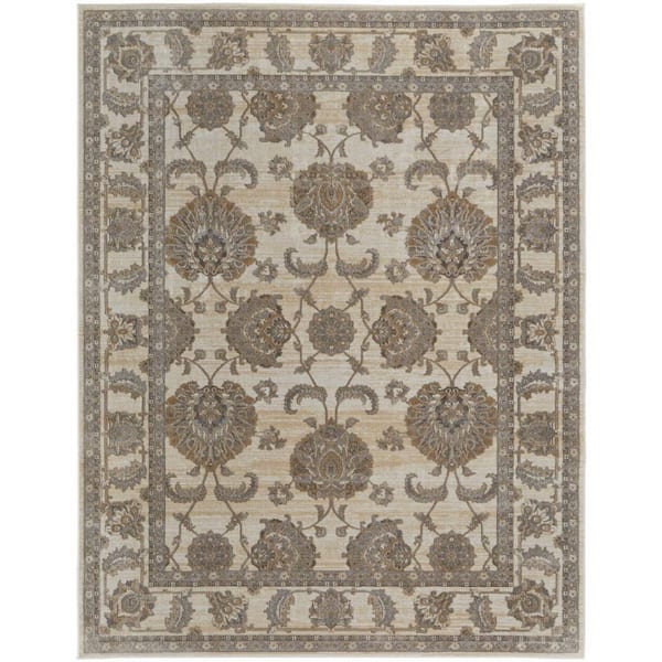 10 x 14 Tan, Ivory Solid Color Area Rug