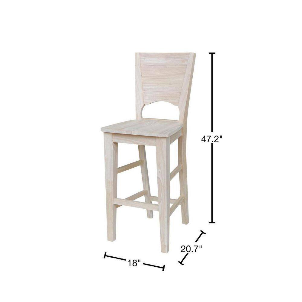 Rustic Farmhouse 30" Saddle-Style Solid Wood Barstool in Natural Brown