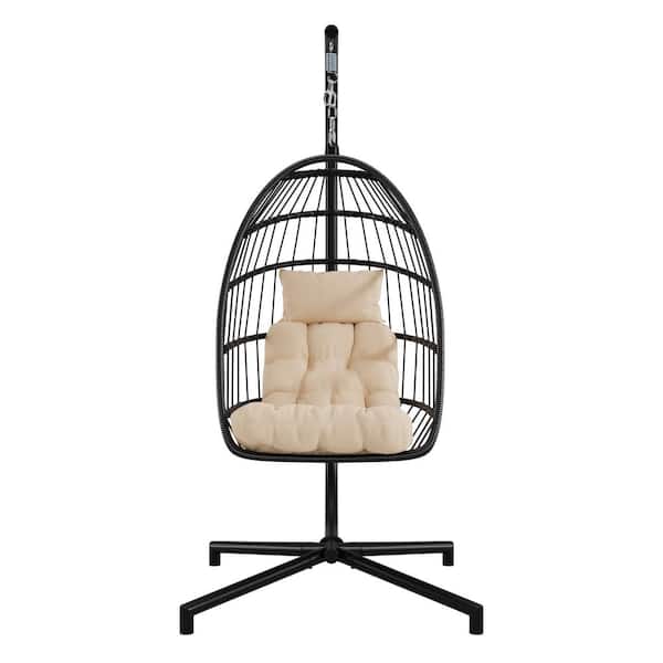 CorLiving Ember Plastic Patio Swing Beige with Hanging Egg Chair