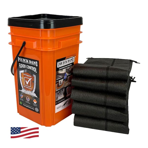 Grab and Go Flood Protection Kit Containing 5-10 ft. Flood Barriers w/Bucket