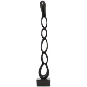 Black Aluminum Tall Linked Floor Abstract Sculpture with Black Base
