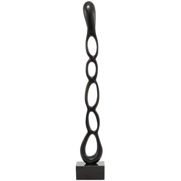 Litton Lane Black Aluminum Tall Linked Floor Abstract Sculpture with Black Base