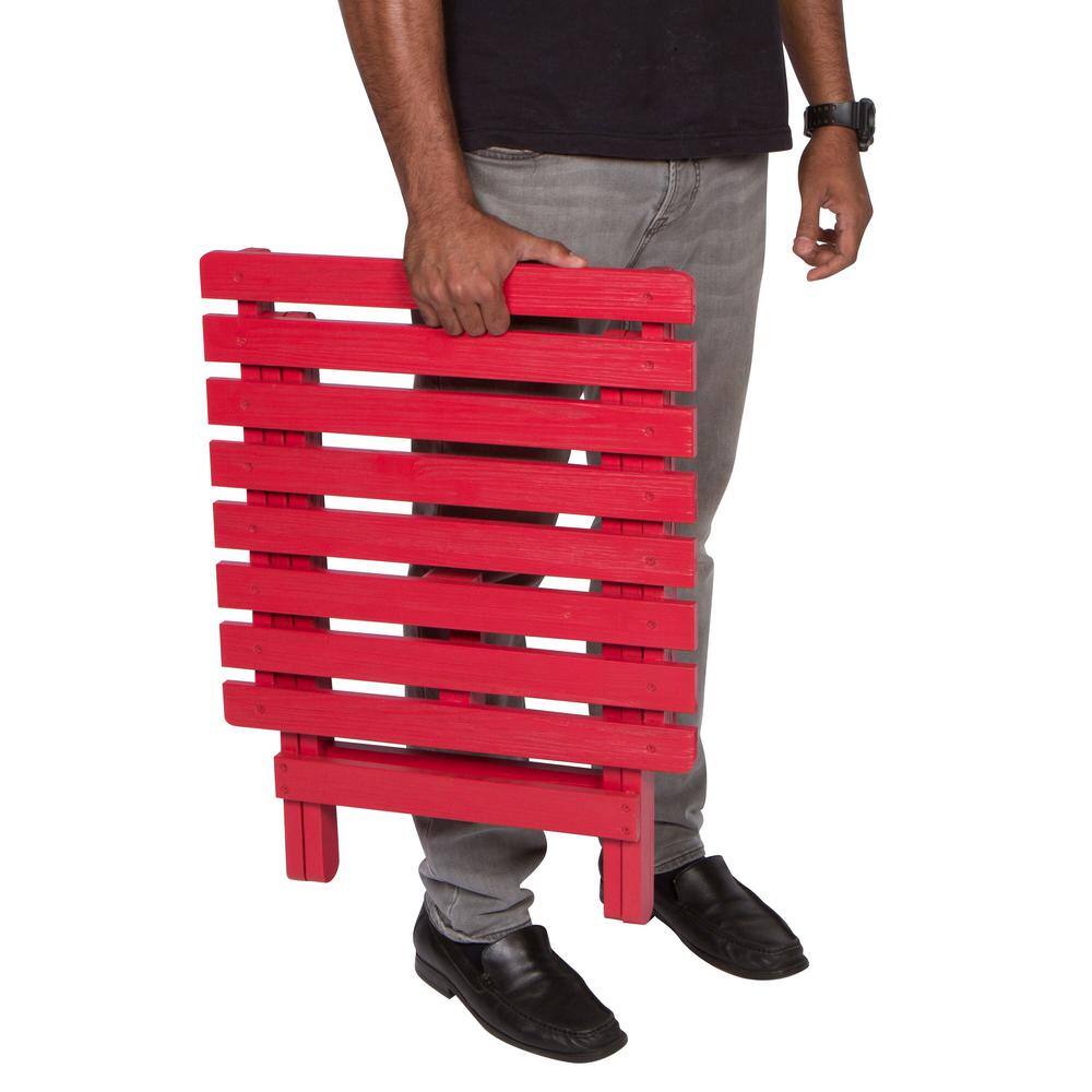 Chili Red Cedar Wood Folding Outdoor Side Table