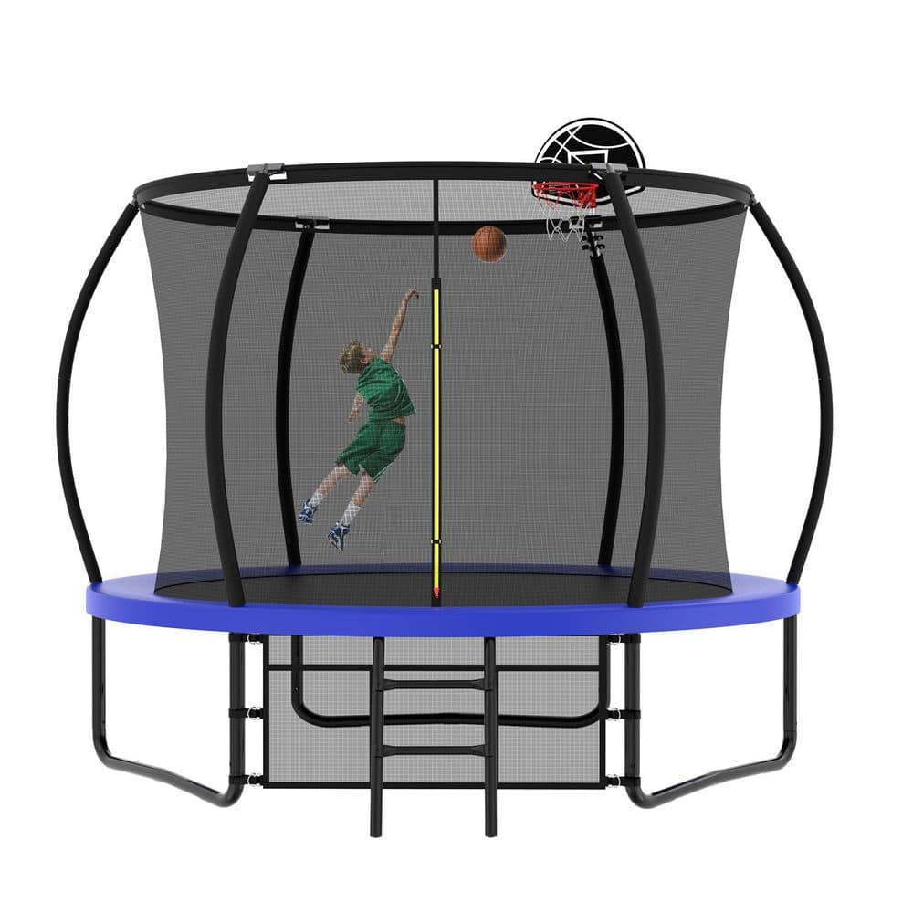 Jovaro 10 ft. Outdoor Recreational Pumpkin Trampoline with Safety Enclosure Net, Ladder and Basketball Hoop, Blue price history on PriceWatchPro
