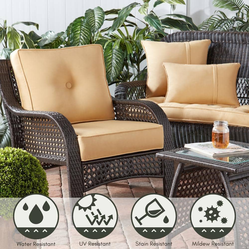 Wheat Yellow Sunbrella Fabric 2-Piece Deep Seat Cushion Set